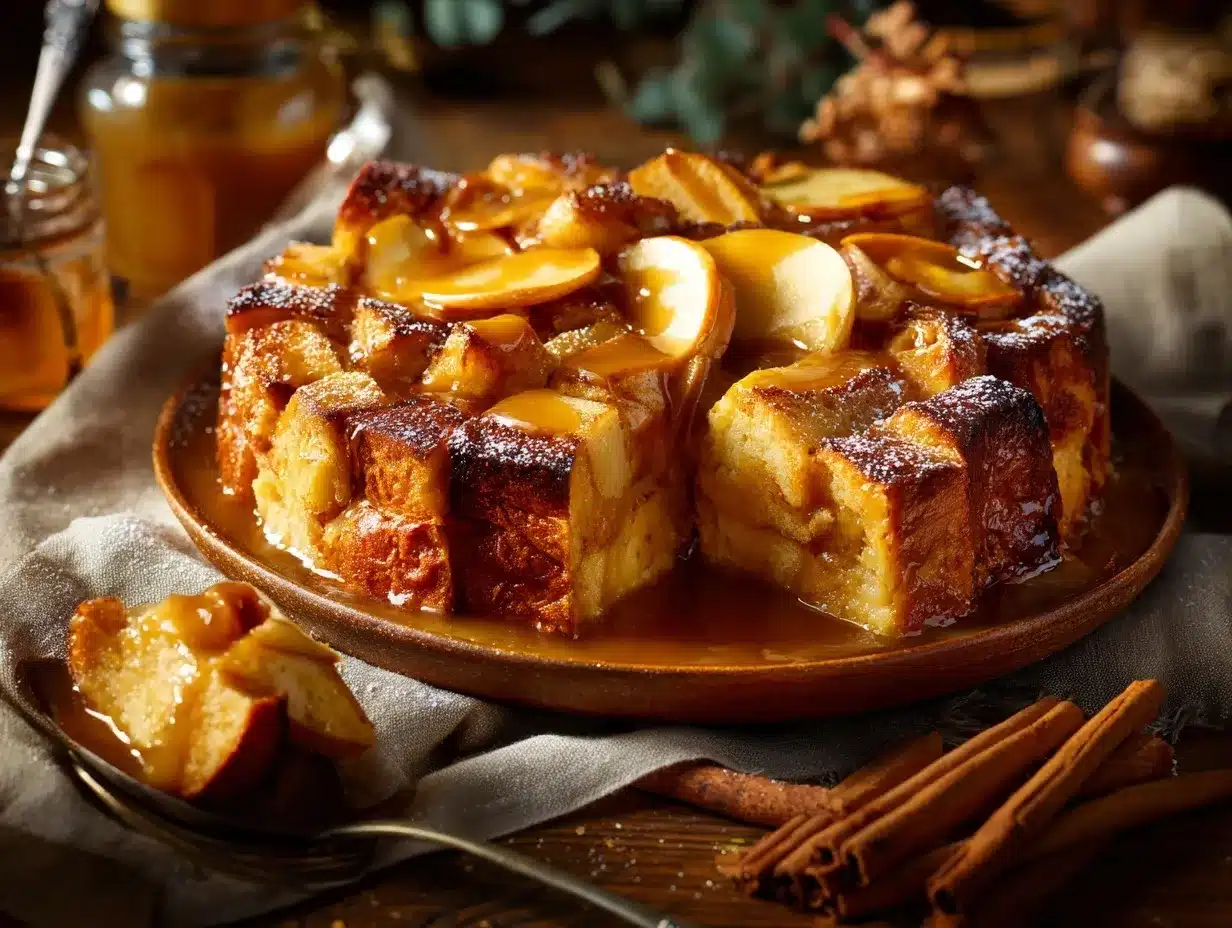 apple cider caramel bread pudding preparation steps
