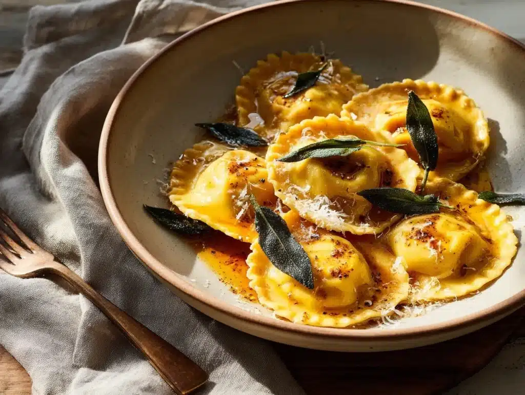 brown butter pumpkin ravioli - featured image