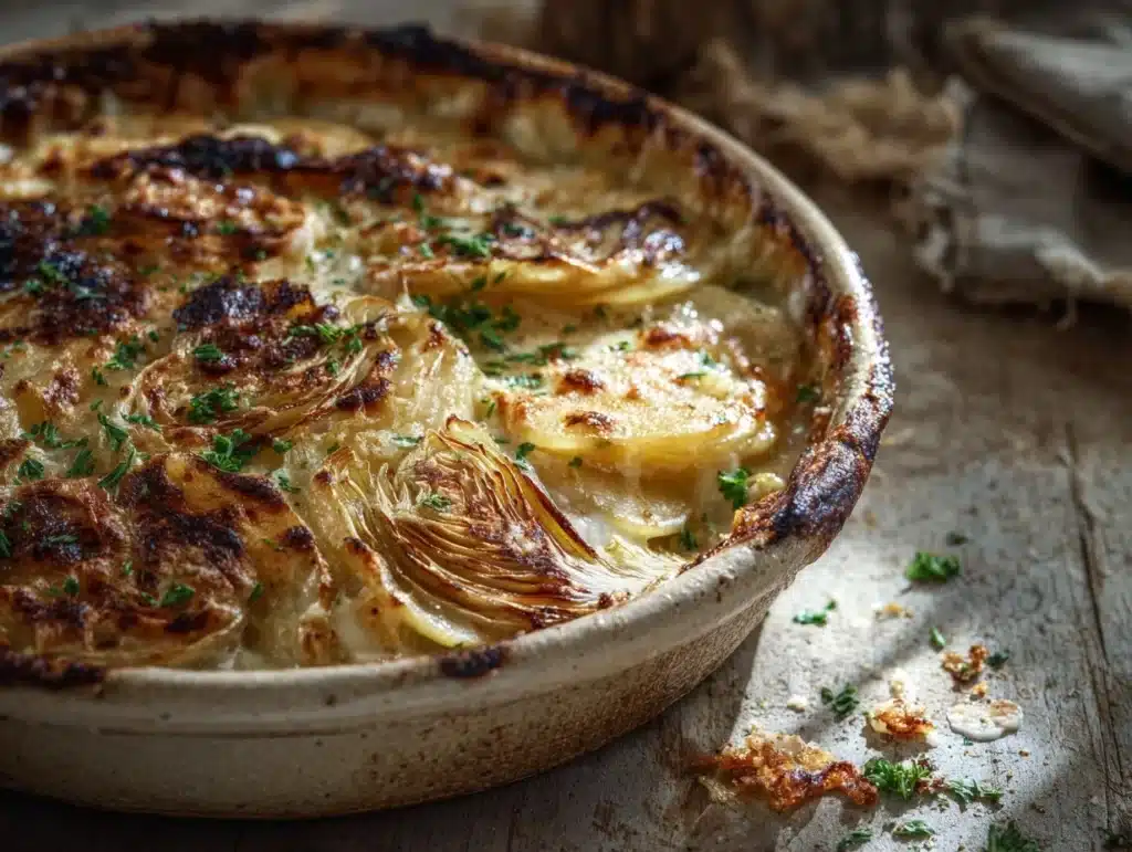 charred leek potato gratin - featured image