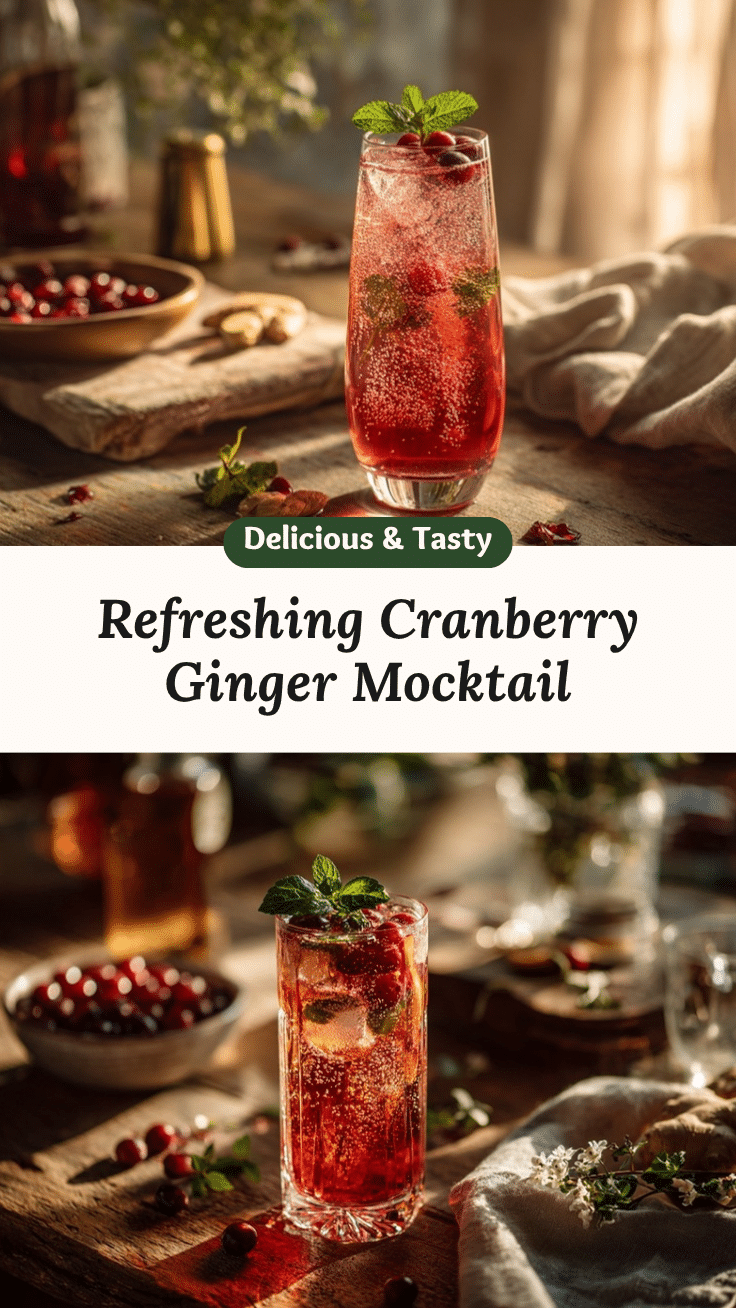 cranberry-ginger kombucha mocktail recipe