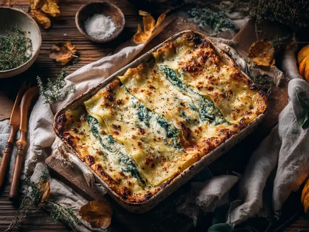 creamy pumpkin Alfredo lasagna - featured image