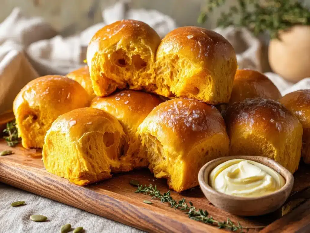 pumpkin dinner rolls - featured image