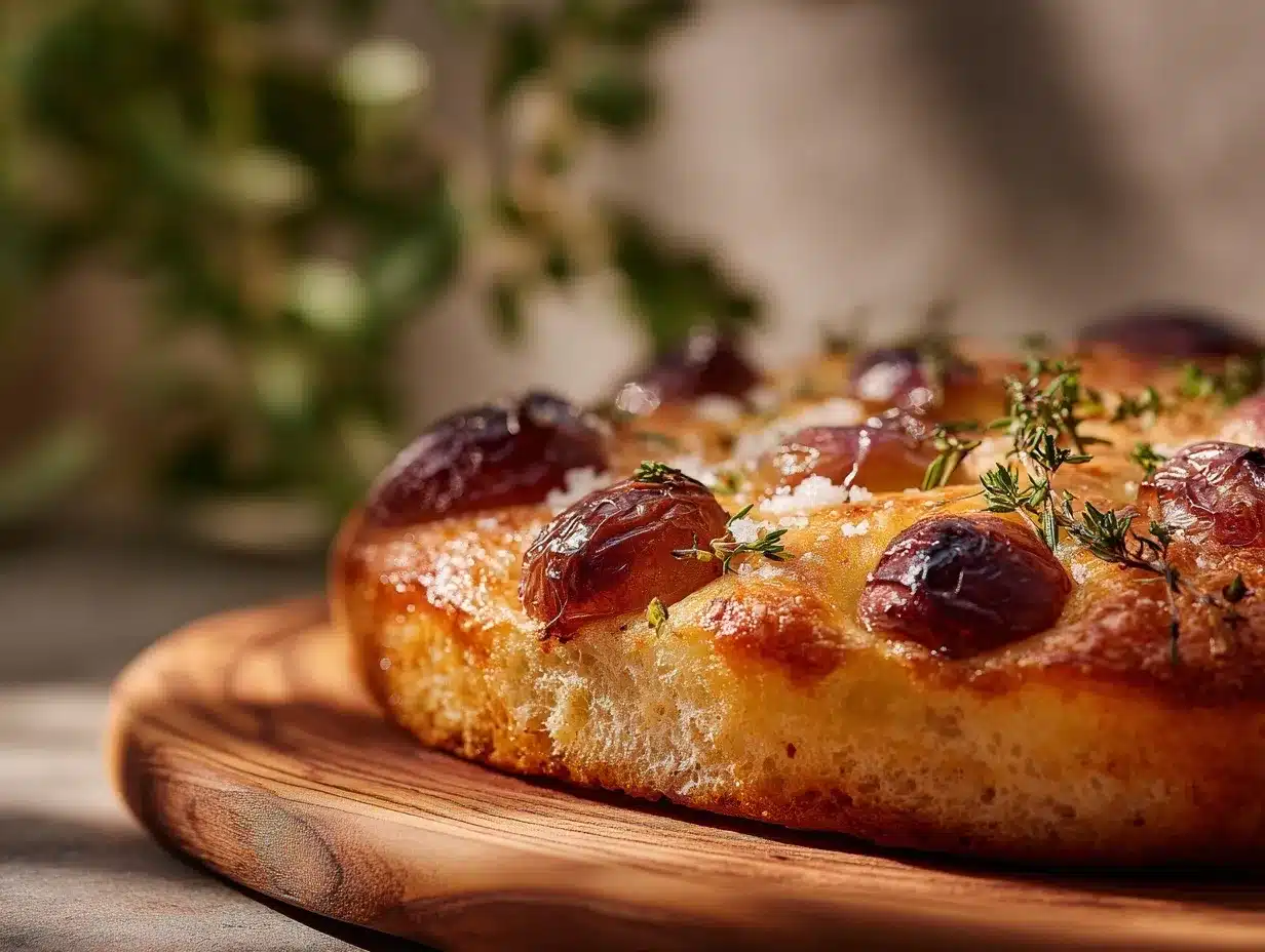 roasted grape focaccia preparation steps