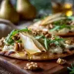 roasted pear and brie flatbread - featured image
