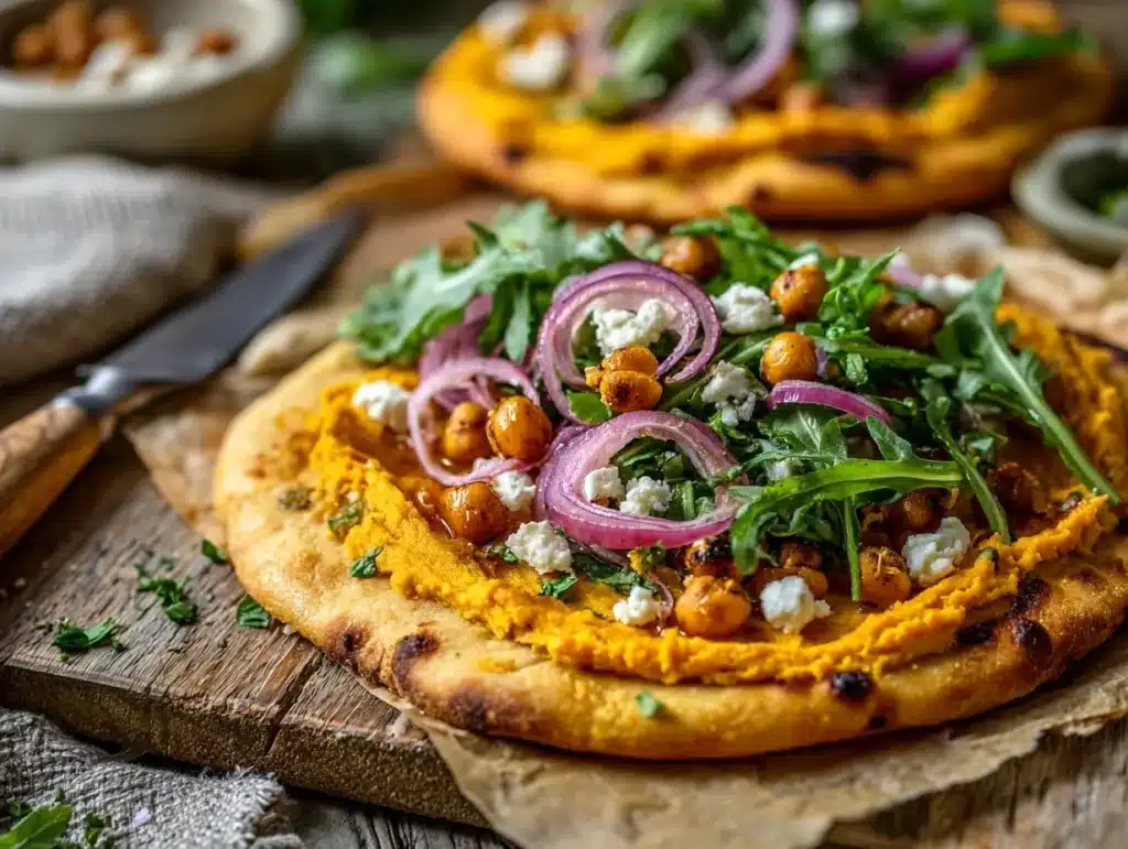 sweet potato hummus pizza - featured image
