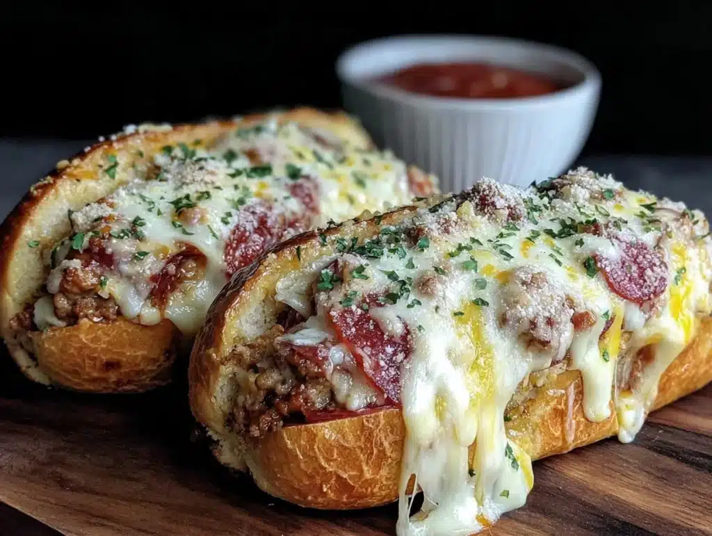 baked Italian sub sandwiches - featured image