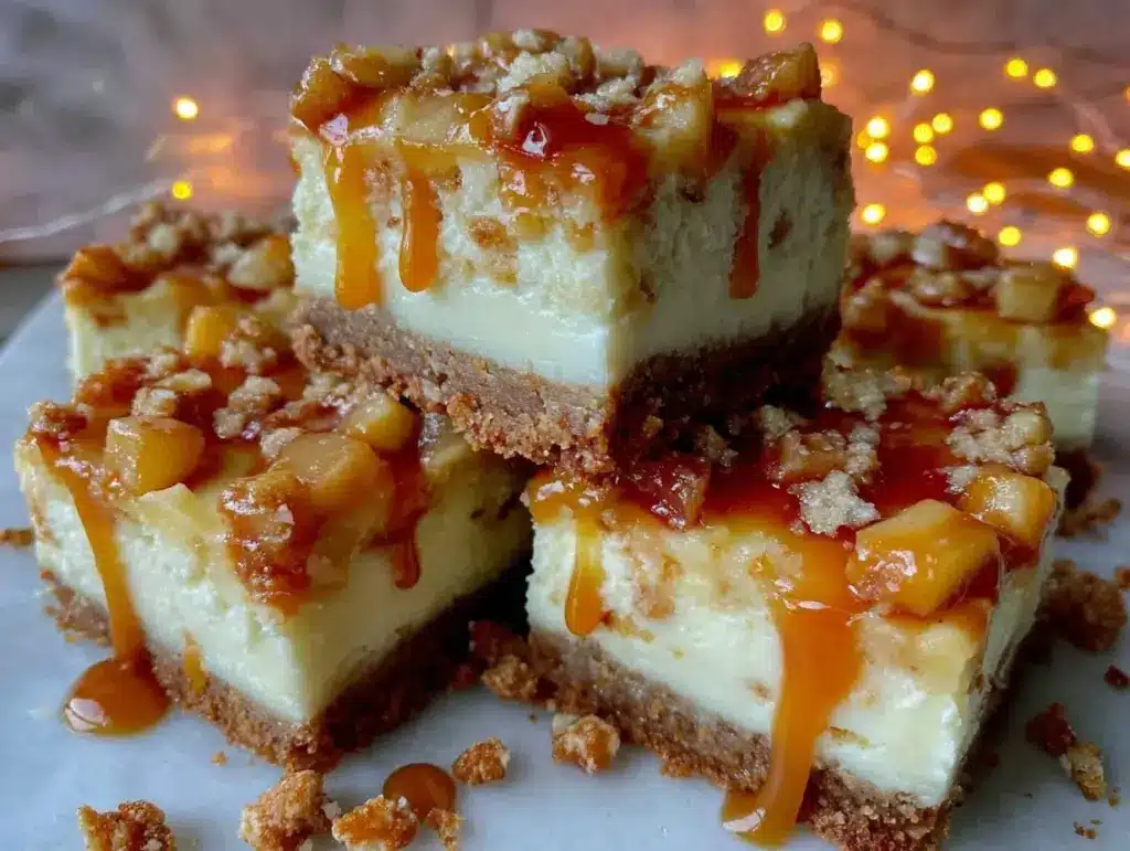 caramel apple cheesecake bars - featured image