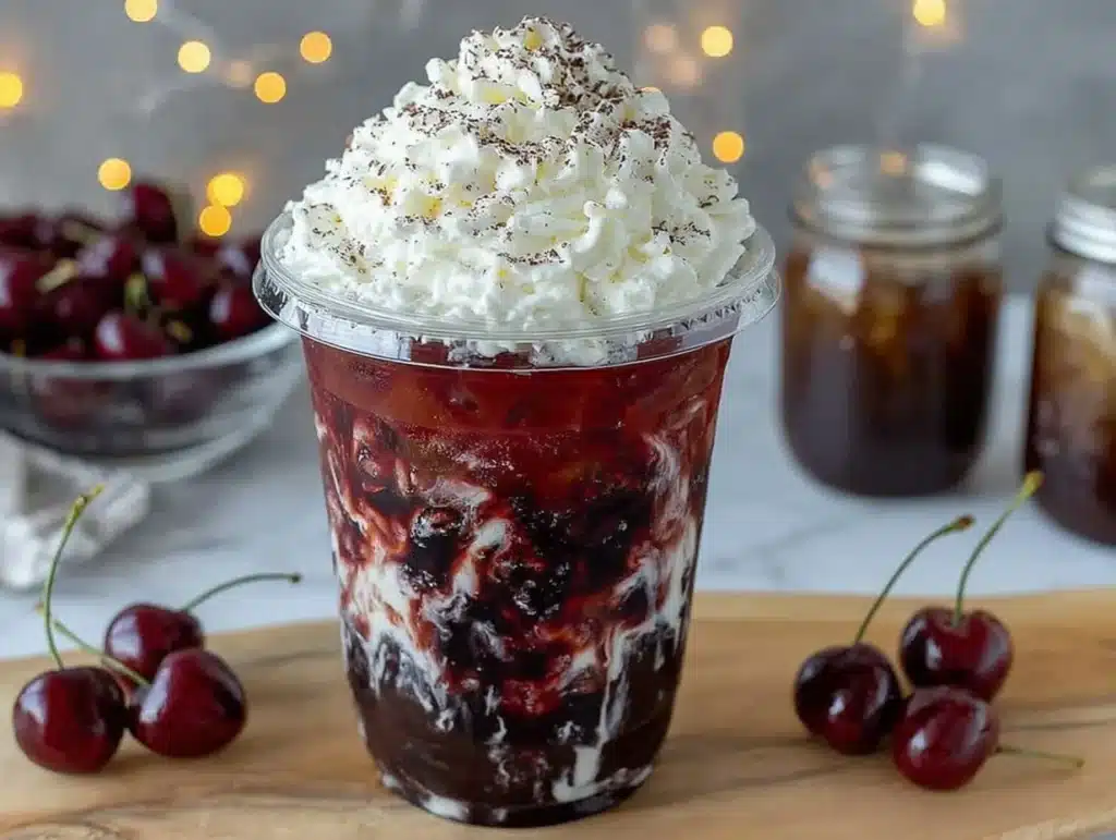 cherry vanilla iced latte - featured image