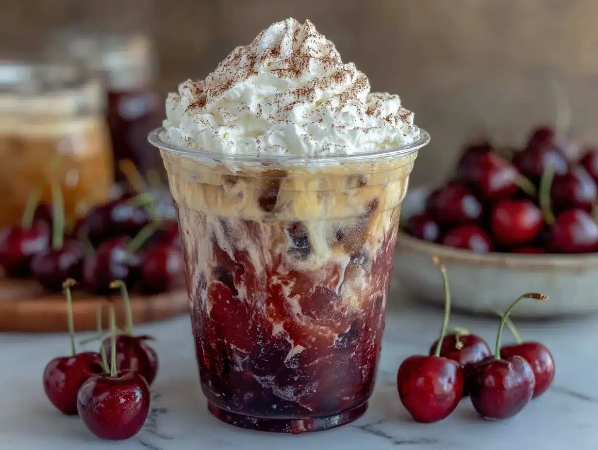 cherry vanilla iced latte preparation steps