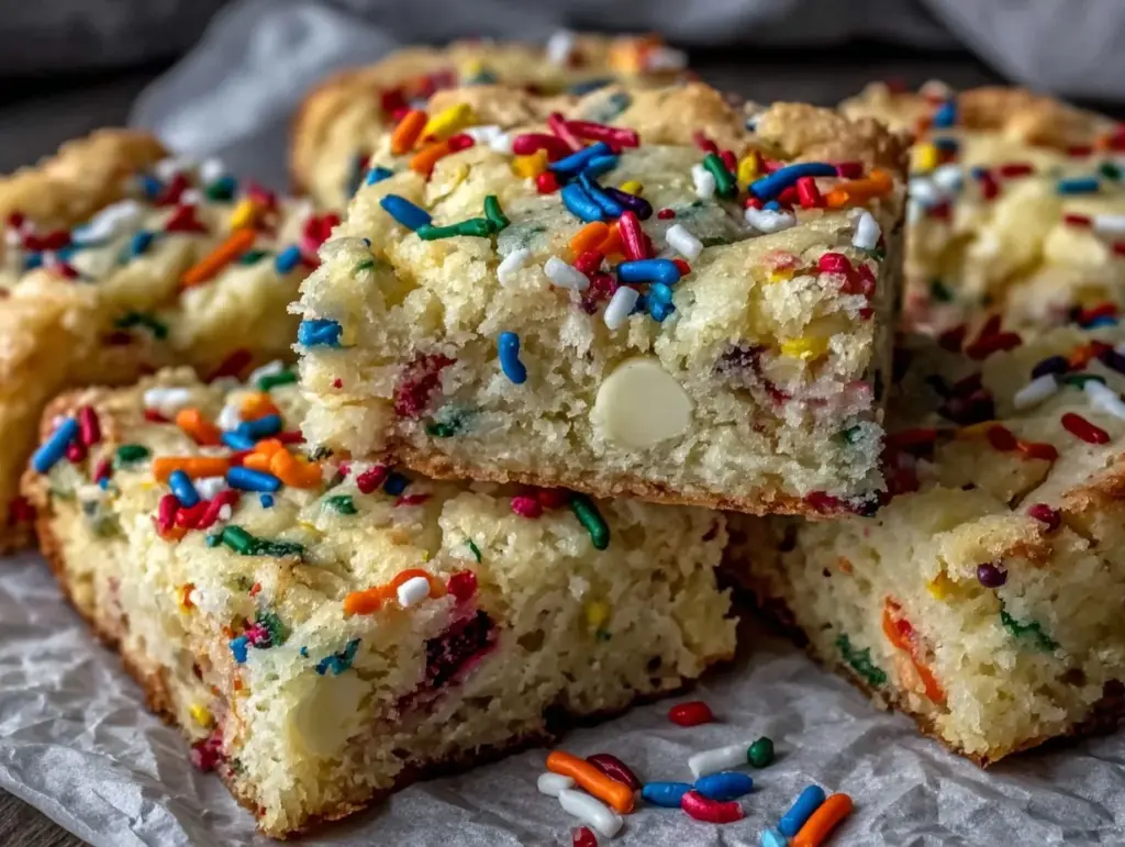 chewy funfetti sugar cookie bars - featured image