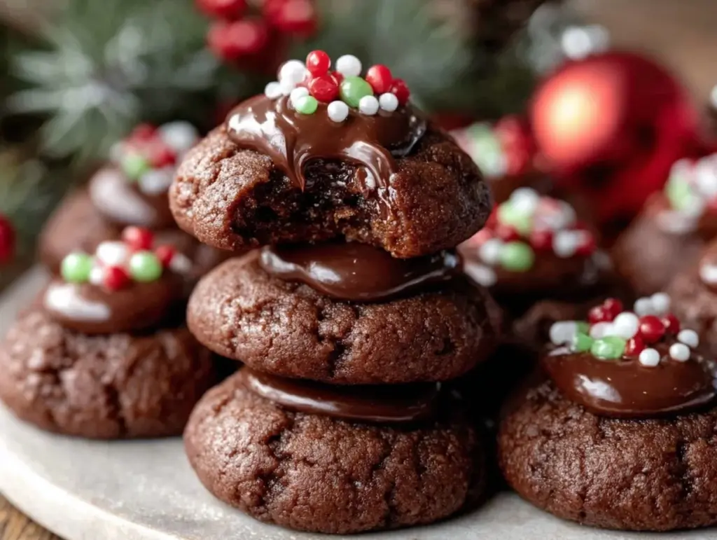 chocolate thumbprint cookies - featured image