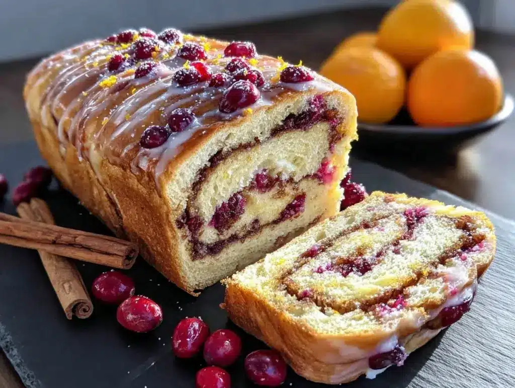 cranberry orange cinnamon swirl bread - featured image