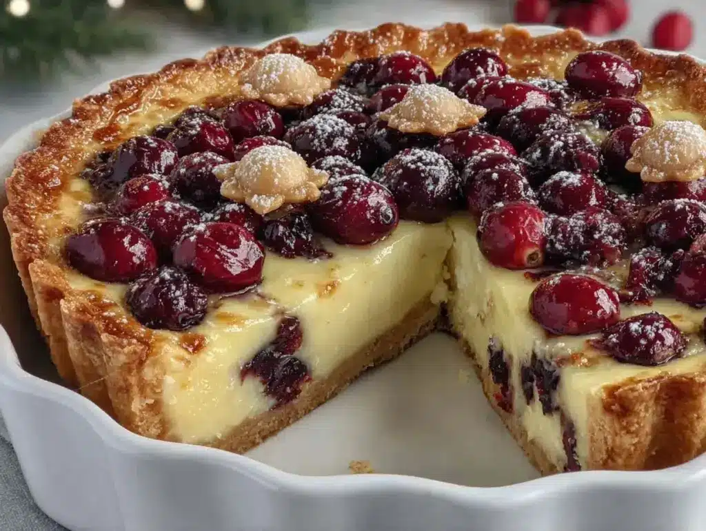 cranberry orange custard pie - featured image