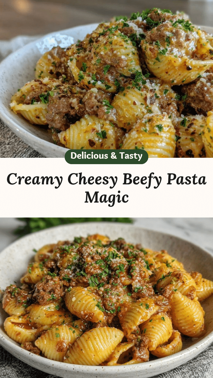 creamy beef and shells recipe