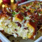 creamy cheesy chicken and stuffing casserole - featured image