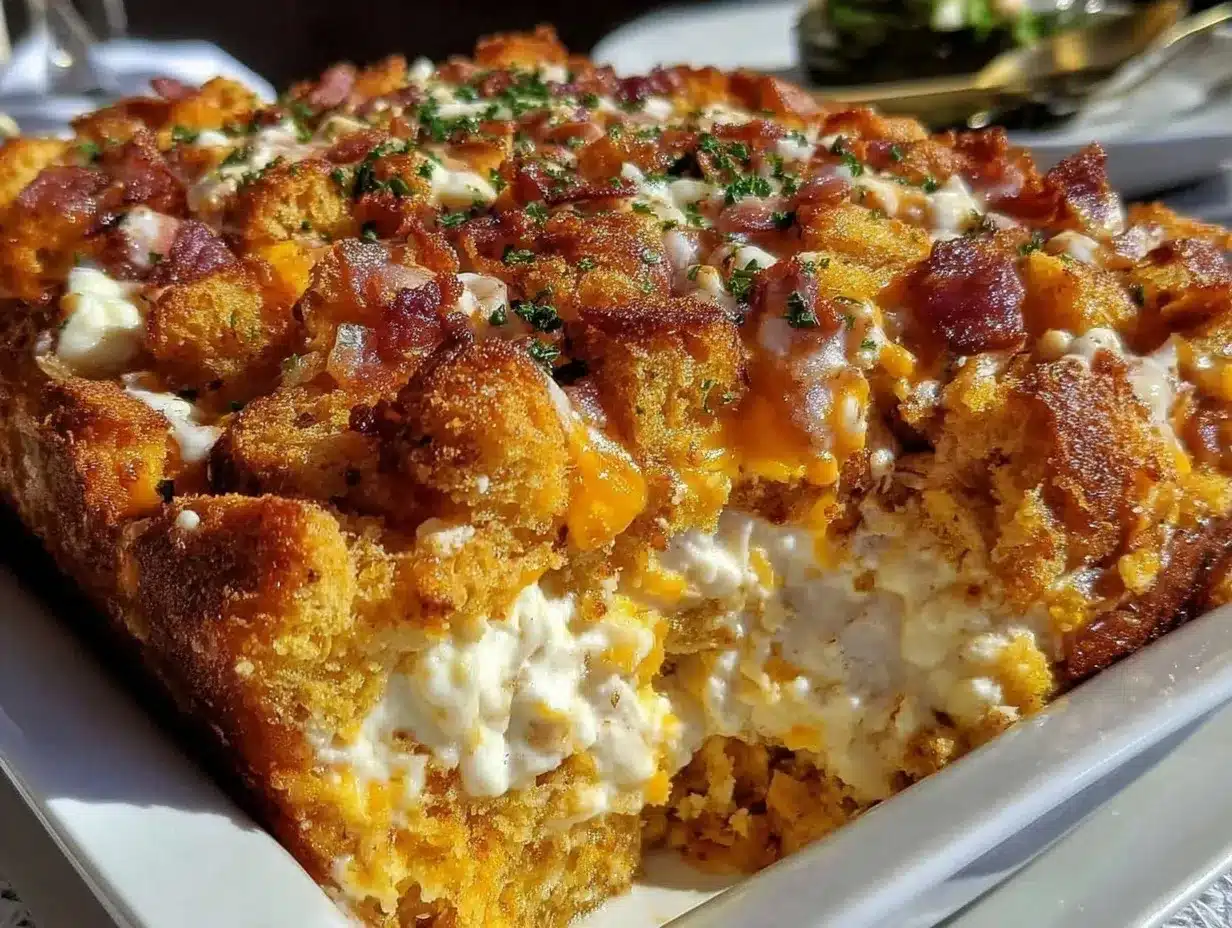 creamy cheesy chicken and stuffing casserole preparation steps