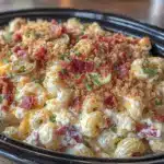 creamy crockpot jalapeño popper mac and cheese - featured image