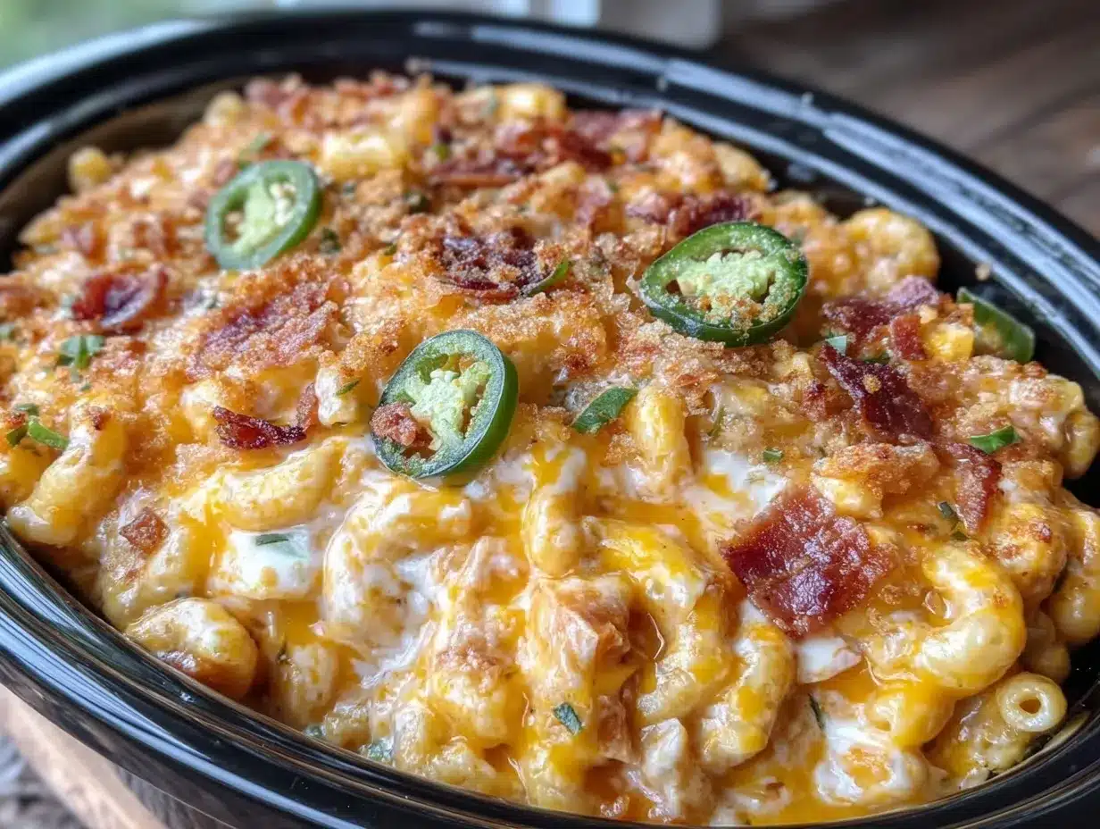 creamy crockpot jalapeño popper mac and cheese preparation steps