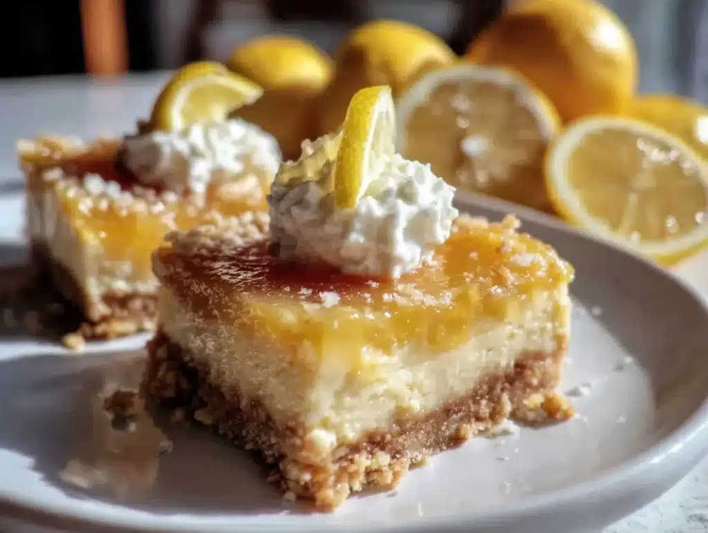creamy lemon cheesecake bars - featured image