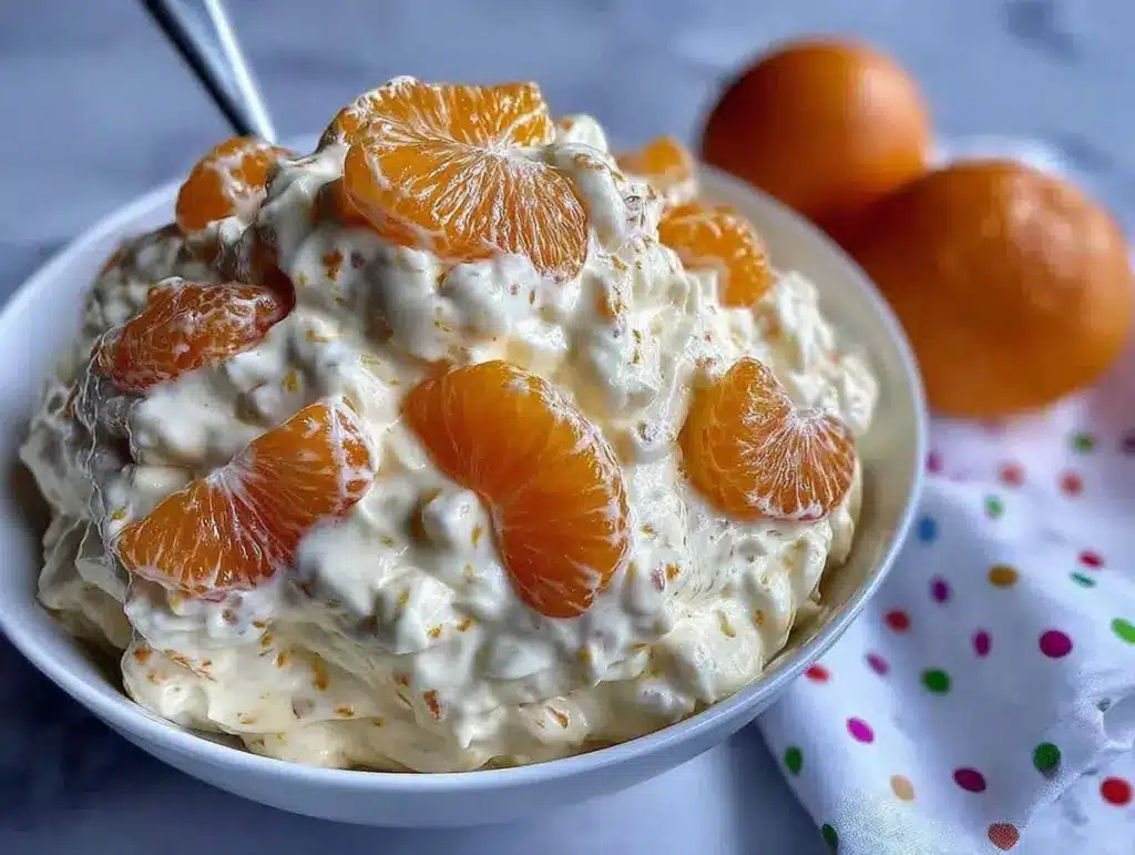 creamy orange fluff salad - featured image