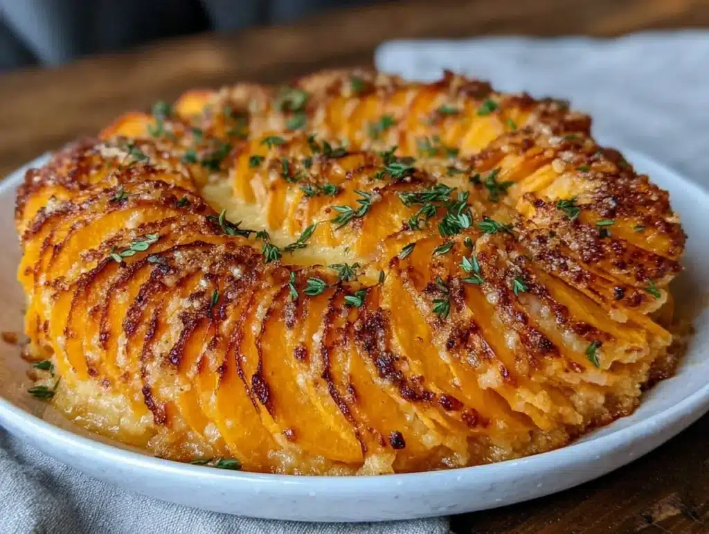 creamy scalloped sweet potatoes - featured image