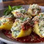creamy spinach ricotta stuffed shells - featured image
