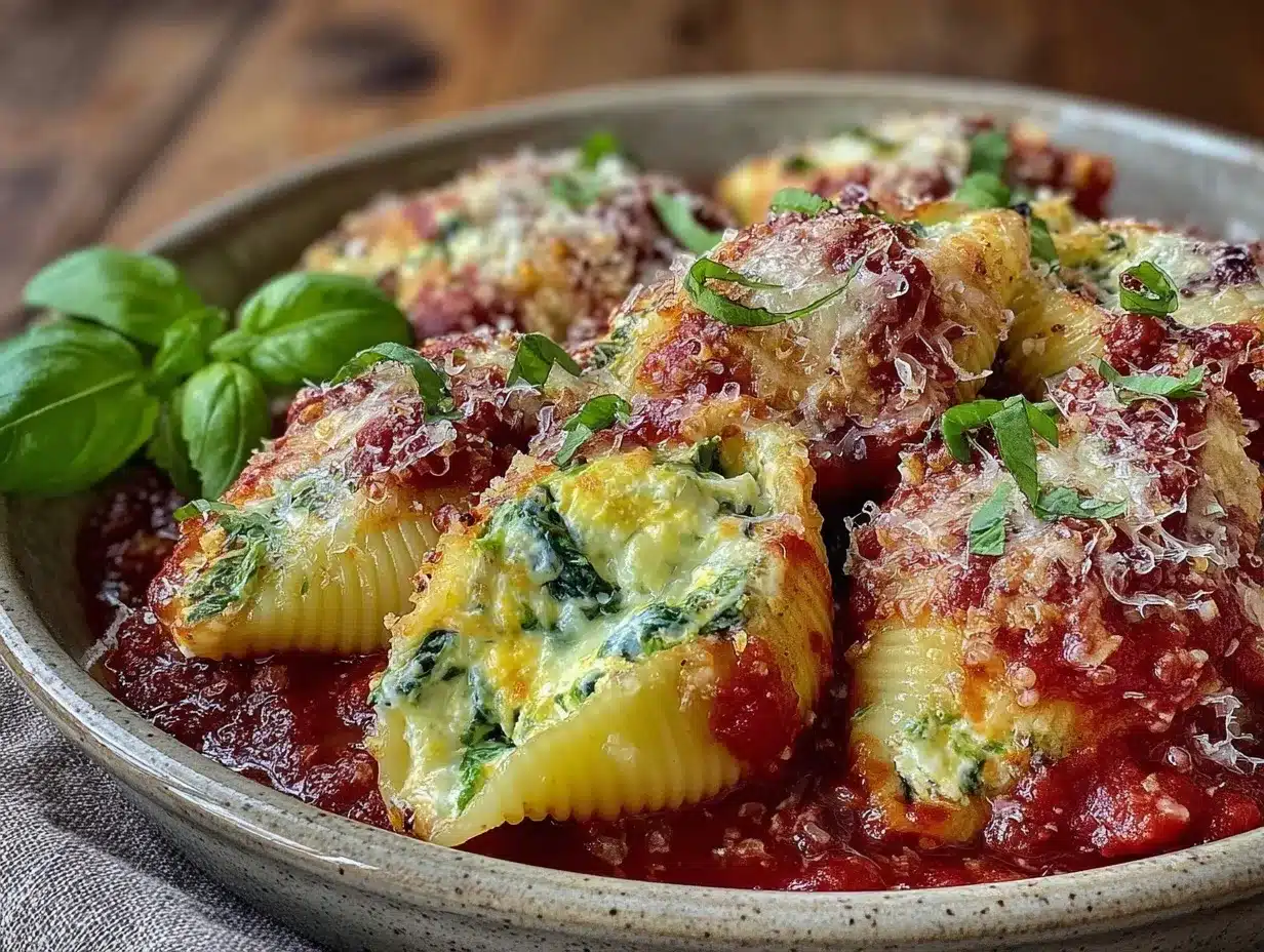 creamy spinach ricotta stuffed shells preparation steps