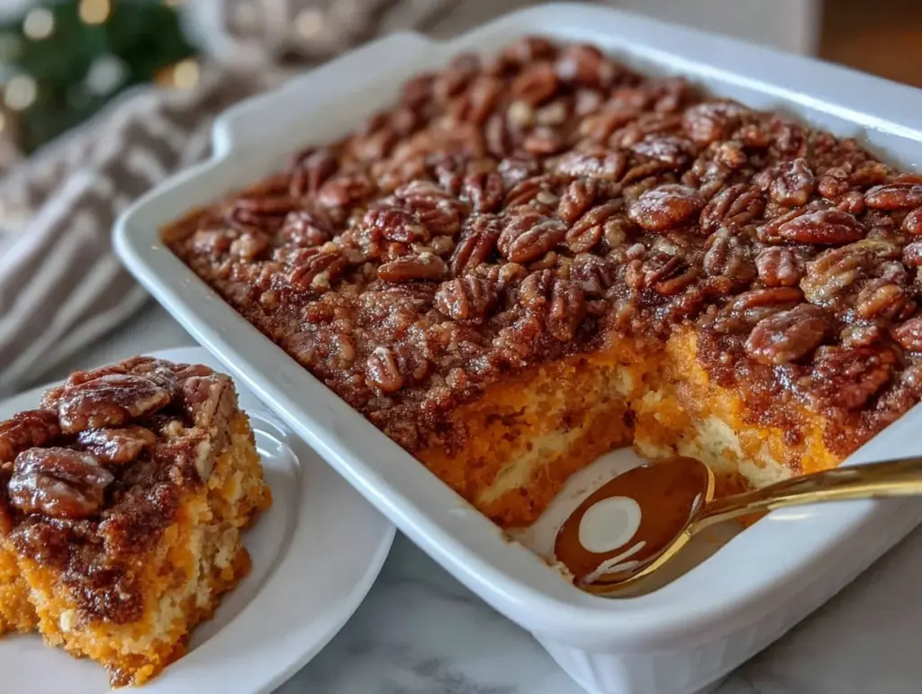 creamy vegan sweet potato casserole - featured image