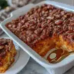 creamy vegan sweet potato casserole - featured image