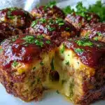 crispy cheesy mozzarella stuffed meatloaf muffins - featured image