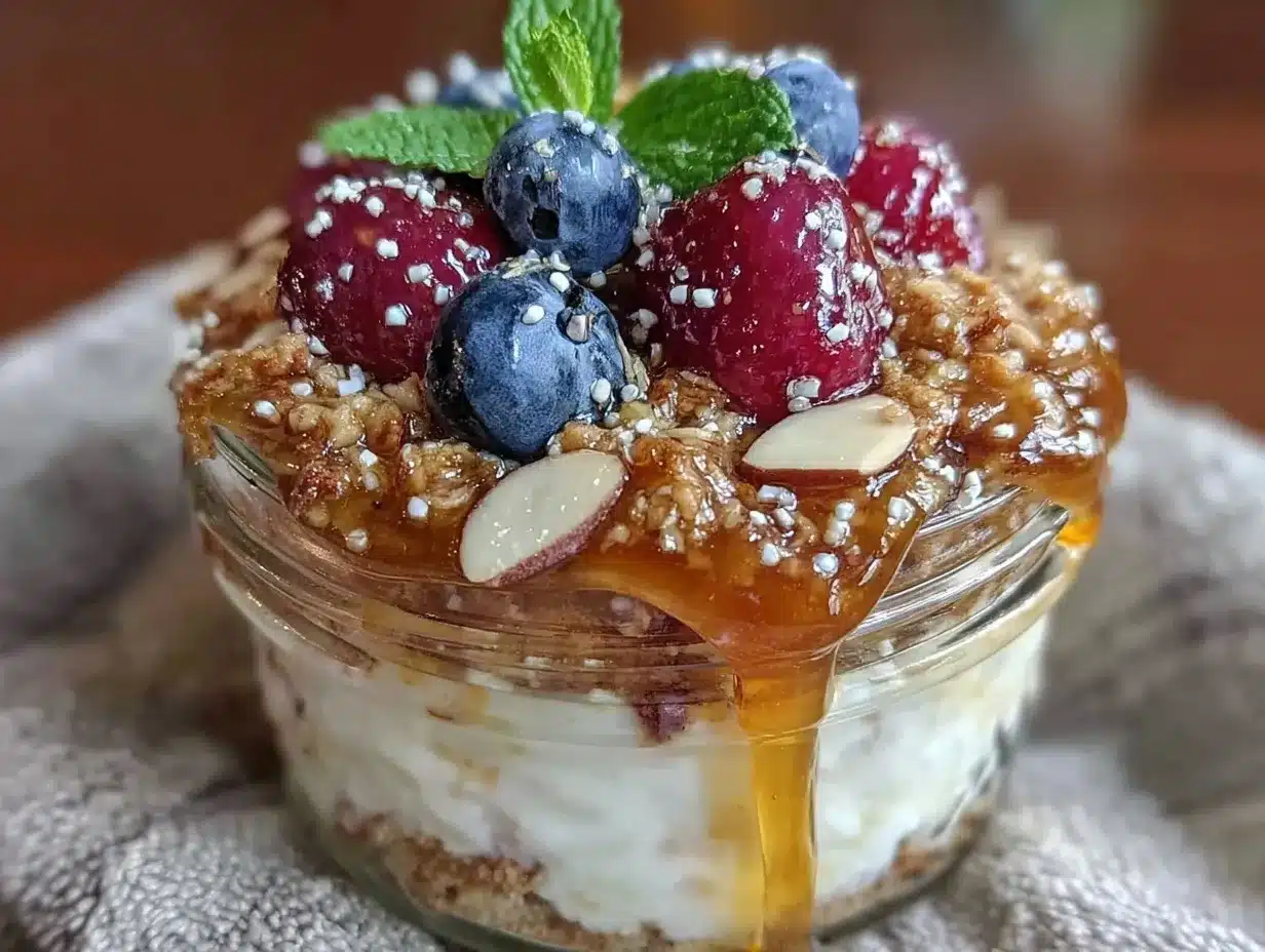 Greek yogurt parfait preparation steps