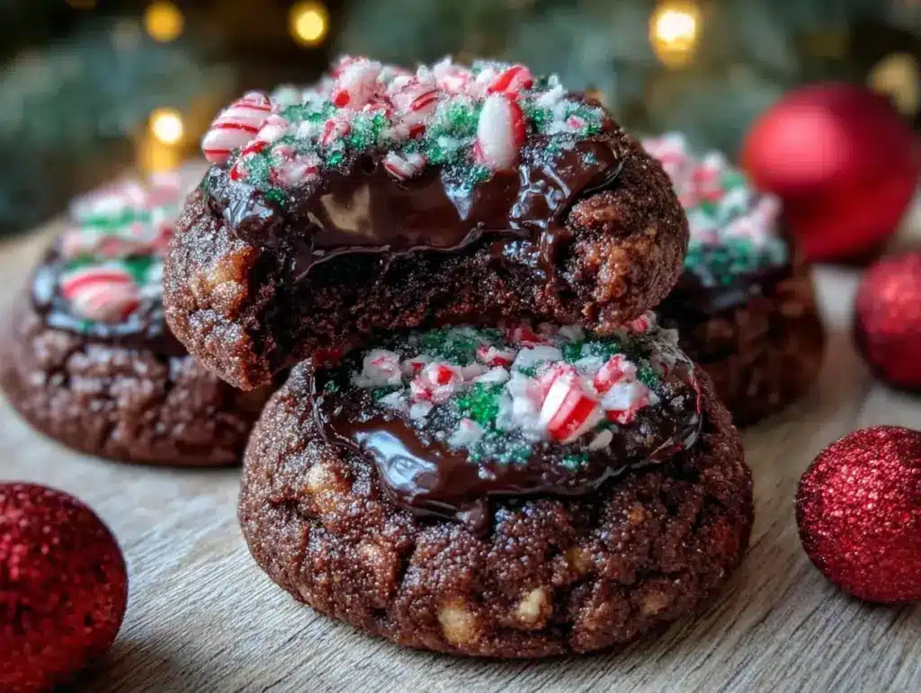 peppermint hot chocolate thumbprint cookies - featured image