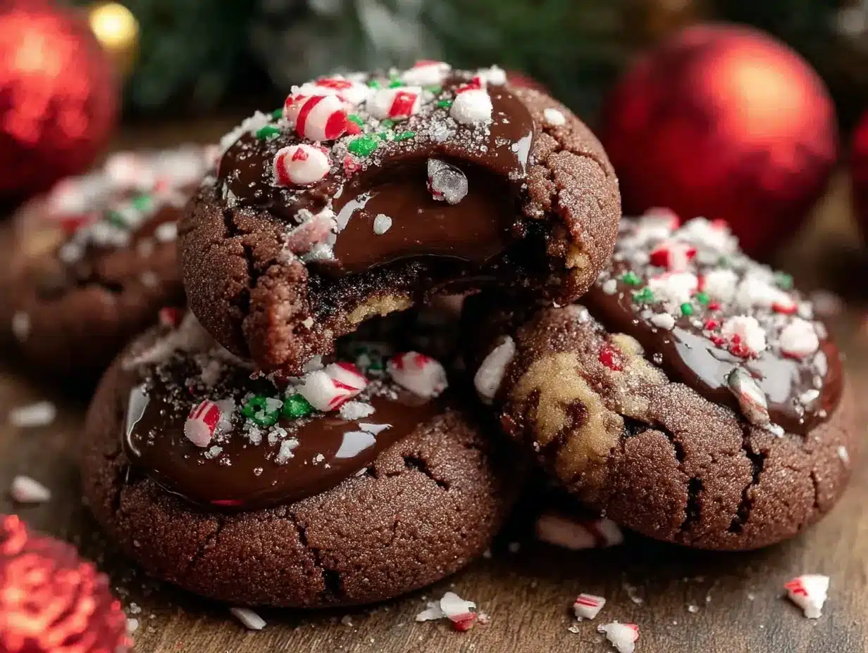 peppermint hot chocolate thumbprint cookies preparation steps