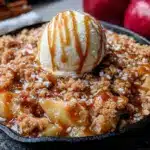 salted caramel apple crisp skillet - featured image