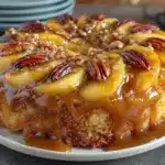 Salted Caramel Apple Pecan Upside-Down Cake - featured image