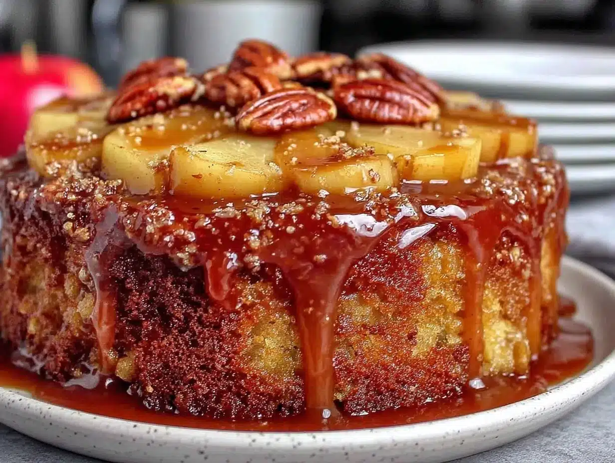 Salted Caramel Apple Pecan Upside-Down Cake preparation steps