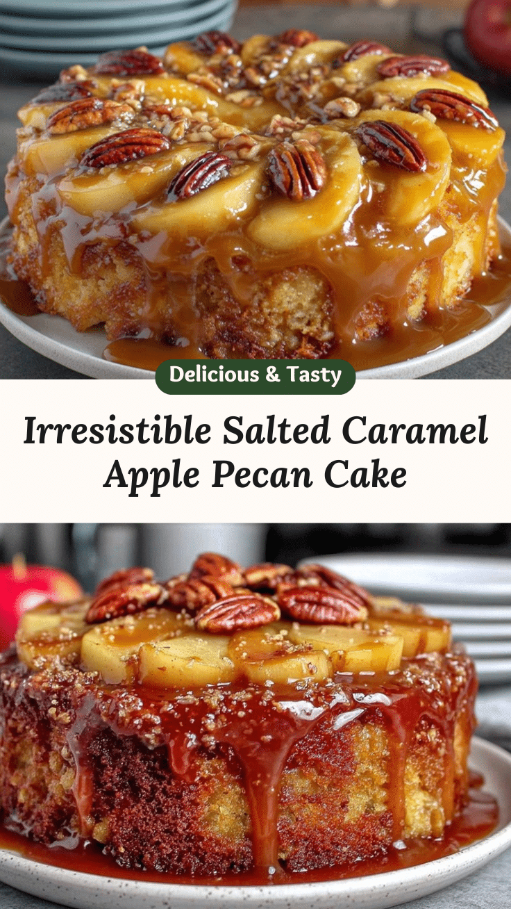 Salted Caramel Apple Pecan Upside-Down Cake recipe
