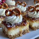 salted caramel pretzel cheesecake bars - featured image