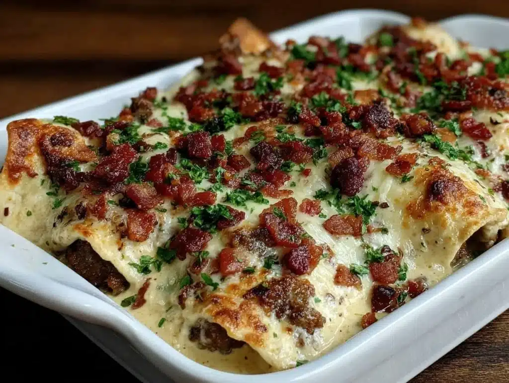 sausage gravy burrito casserole - featured image