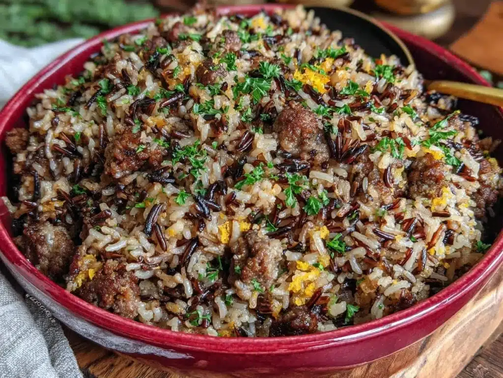 savory wild rice dressing - featured image