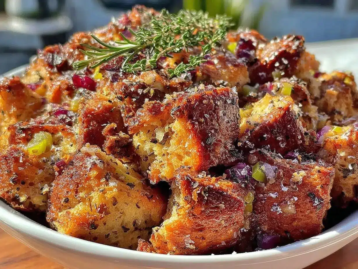 Thanksgiving turkey stuffing preparation steps