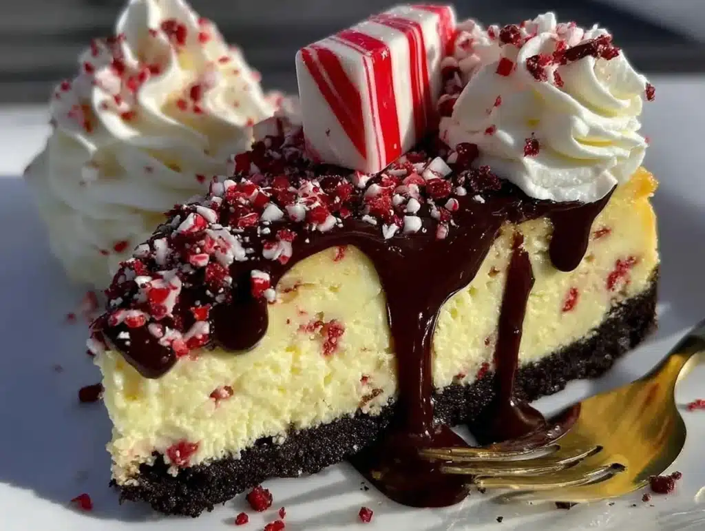 white chocolate peppermint cheesecake - featured image
