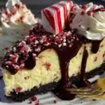white chocolate peppermint cheesecake - featured image