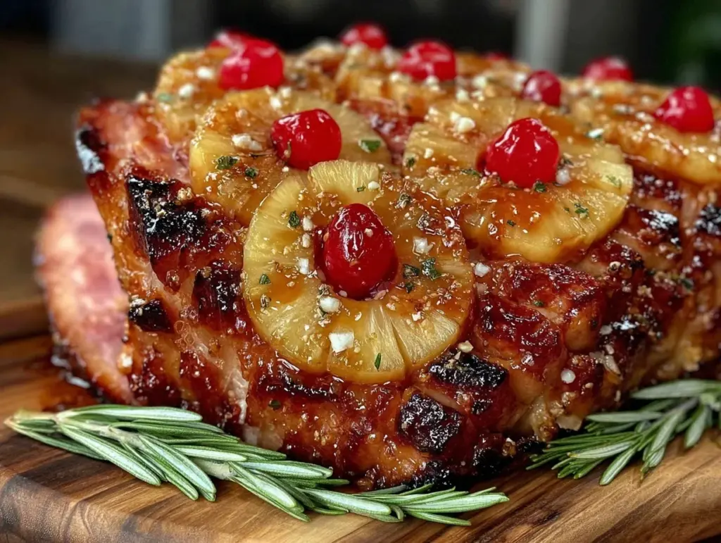 baked ham with pineapple rings - featured image