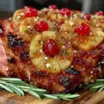 baked ham with pineapple rings - featured image
