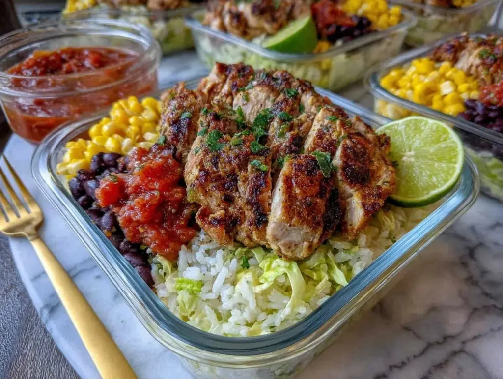 chicken burrito bowls - featured image