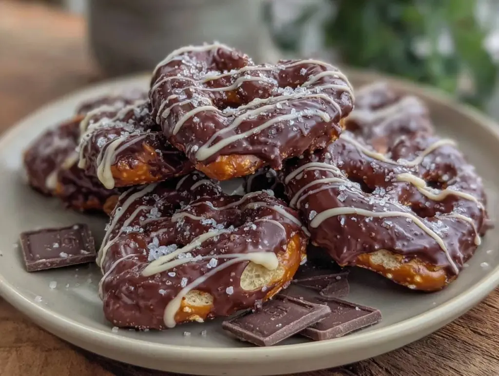 chocolate covered pretzel hearts - featured image