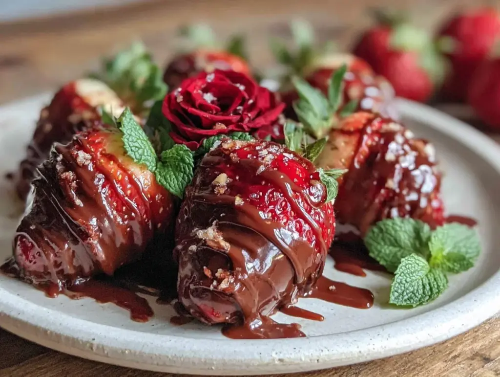 chocolate dipped strawberry roses - featured image