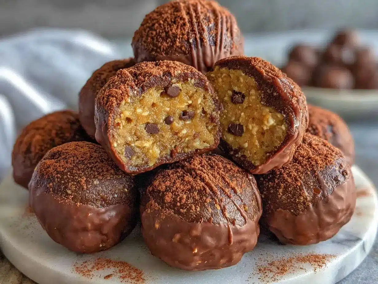 chocolate peanut butter protein balls preparation steps