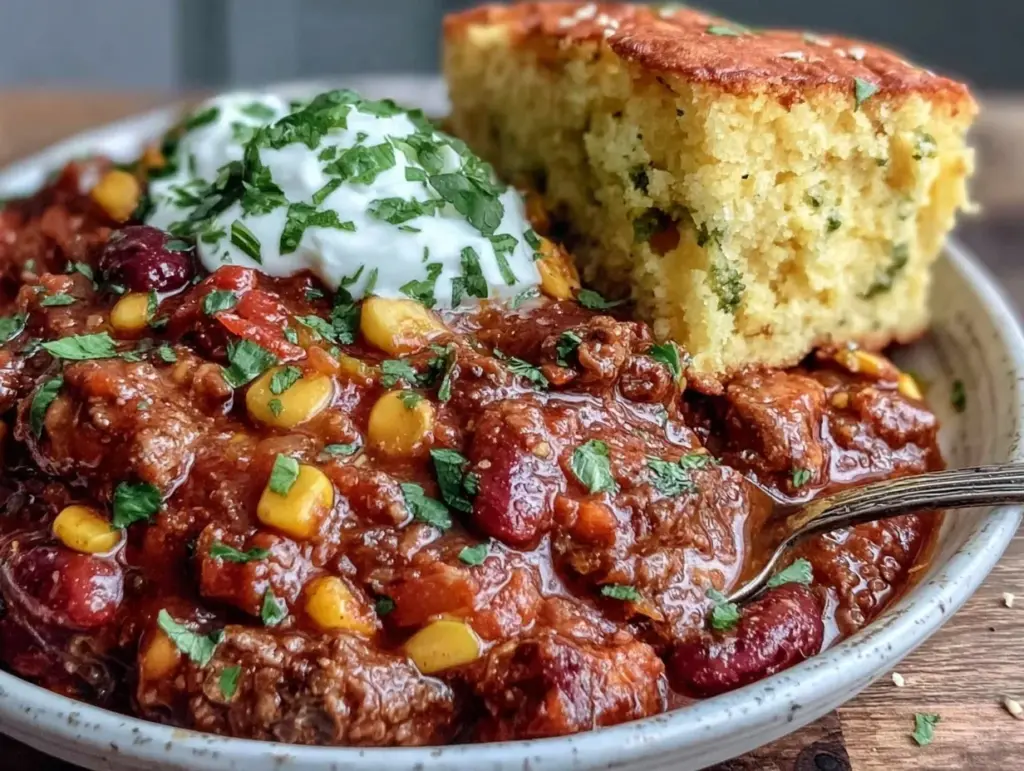 comfort chili with cornbread - featured image